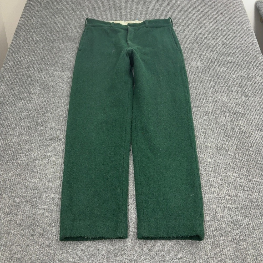 Vintage Johnson Woolen Mills Pants Mens 35 W Green Wool Hunting Outdoor Workwear
